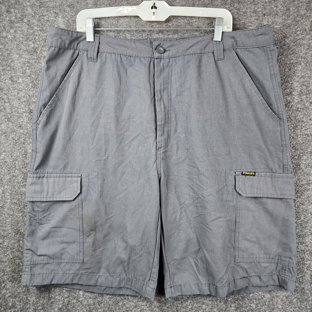 Stanley Cargo Shorts Mens 40 Grey Ripstop Workwear Utility ST160370L